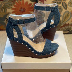 BLUE Denim Wedges